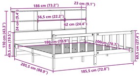 Κρεβάτι Βιβλιοθήκη Χωρίς Στρώμα 180x200 εκ Μασίφ Ξύλο Πεύκου - Λευκό