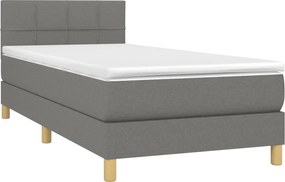 vidaXL Κρεβάτι Boxspring με Στρώμα Σκούρο Γκρι 80x200 εκ. Υφασμάτινο