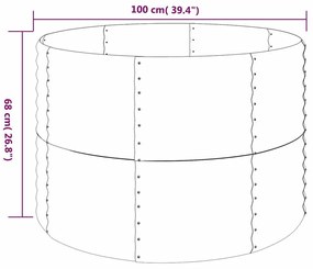 vidaXL Ζαρντινιέρα Γκρι 100x100x68 εκ. Γαλβανισμένος χάλυβας