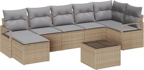 vidaXL Σετ Καναπέ με μαξιλάρι 8 pcs Μπεζ συνθετικό ρατάν