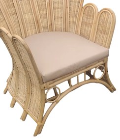 Πολυθρόνα Fragia Inart με μπεζ μαξιλάρι-φυσικό rattan 103x90x120εκ