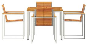 vidaXL Σέτ φαγητού για κήπο 5 pcs Καφέ Στερεό Ξύλο Ακακίας