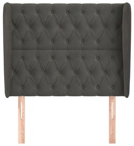 Κεφαλάρι με Πτερύγια Σκούρο Γκρι 93 x 23 x 118/128εκ.Βελούδινο - Γκρι