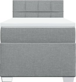 vidaXL Κρεβάτι Boxspring με Στρώμα Ανοιχτό Γκρι 90x200 εκ. Υφασμάτινο