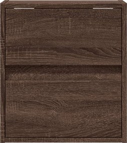 vidaXL Κομοδίνο Επιτοίχιο με Φώτα LED Καφέ Δρυς