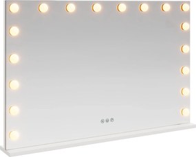 vidaXL Καθρέφτης Vanity LED Λευκό 80 x 10 x 52,5 εκ Γυαλί και Χάλυβας