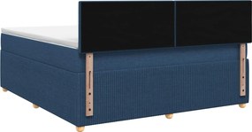 vidaXL Κρεβάτι box spring με στρώμα Μπλε 140 x 190 cm Ύφασμα