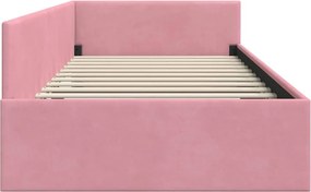 vidaXL Κρεβάτι Γωνίας Ροζ 90 x 200 cm Βελούδο