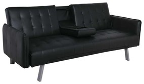 Καναπές Κρεβάτι WELLS PU Μαύρο 188x82x80cm Bed:168x100x36cm