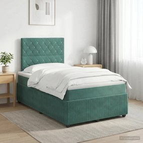 vidaXL Κρεβάτι box spring με στρώμα Σκούρο Πράσινο 120 x 190 cm