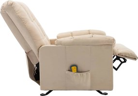 vidaXL Πολυθρόνα Μασάζ Ανακλινόμενη Κρεμ Υφασμάτινη