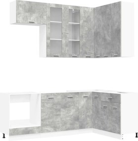 vidaXL Μονάδα κουζίνας LYON 8 pcs Γκρι Σκυροδέματος Επεξεργασμένο Ξύλο