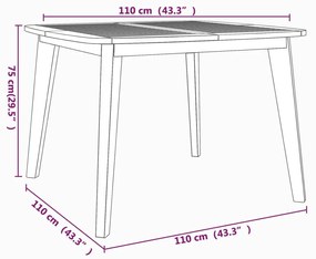 Τραπέζι Κήπου 110 x 110 x 75 εκ. από Μασίφ Ξύλο Ακακίας - Καφέ