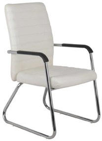 Πολυθρόνα Επισκέπτη COLLET Χρώμιο/Pu Εκρού 54x60x96cm (Σετ 4 ΤΕΜ)
