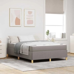 vidaXL Κρεβάτι με ελατήρια Ταμπά και Λευκό 140 x 190 cm ύφασμα