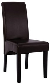 Καρέκλα Roxie HM8328.01 Με Καφέ Τεχνόδερμα Σετ 2τμχ Ξύλο,Τεχνόδερμα