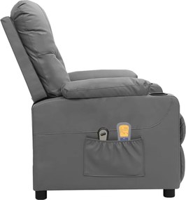 vidaXL Πολυθρόνα Μασάζ Ηλεκτρική Γκρι από Συνθετικό Δέρμα