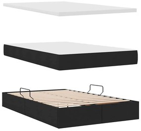 vidaXL Κρεβάτι με αποθηκευτικό χώρο και στρώμα Μαύρο 120 x 190 cm