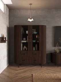 Βιτρίνα Ovelia 2D-Καρυδί - Καφέ