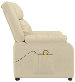 vidaXL Πολυθρόνα Μασάζ Κρεμ Υφασμάτινη