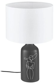 Φωτιστικό Επιτραπέζιο Λαμπατέρ Ø300xH505 mm Βάση Ø120mm Μαύρο Κεραμικό-Λευκό Αμπαζούρ Eglo Vinoza 43823