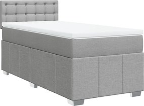 vidaXL Κρεβάτι Boxspring με Στρώμα Ανοιχτό Γκρι 90x190 εκ. Υφασμάτινο