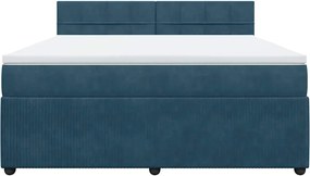 vidaXL Κρεβάτι Boxspring με Στρώμα Μπλε 180x200 εκ. Βελούδινο
