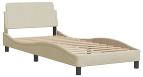 vidaXL Κρεβάτι με Στρώμα Hvar Κρεμ 90x200 εκ.Υφασμάτινο