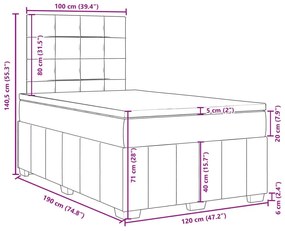 Κρεβάτι Boxspring με Στρώμα Κρεμ 120x190 εκ. Υφασμάτινο - Κρεμ