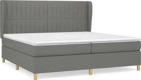 vidaXL Κρεβάτι Boxspring με Στρώμα Σκούρο Γκρι 200x200 εκ. Υφασμάτινο