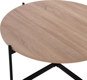 ΤΡΑΠΕΖΙ ΣΑΛΟΝΙΟΥ HM9588.03 MDF ΣΟΝΑΜΑ-ΜΑΥΡΗ ΜΕΤΑΛΛΙΚΗ ΒΑΣΗ Φ80x45Υεκ.