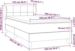 vidaXL Κρεβάτι Boxspring με Στρώμα Κρεμ 100 x 200 εκ. Υφασμάτινο