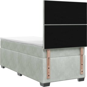 vidaXL Κρεβάτι box spring με στρώμα Ανοιχτό γκρι 100 x 200 cm Βελούδο