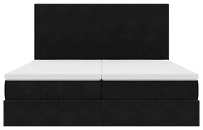 vidaXL Οθωμανικό κρεβάτι με στρώματα Μαύρο 200x200cm Velvet