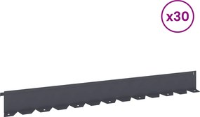 VidaXL Περίγραμμα γκαζόν 30 τμχ. 102 x 10 x 4 εκ. Steel Ανθρακί