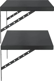 vidaXL Ράφια Τοίχου 2 τεμ. Μαύρο 75x40 εκ. Ανοξείδωτο Ατσάλι