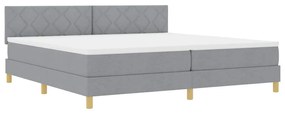 vidaXL Κρεβάτι box spring με στρώμα Ανοιχτό γκρι 200 x 200 cm ύφασμα