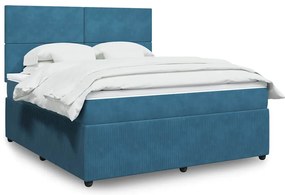 vidaXL Κρεβάτι Boxspring με Στρώμα Σκούρο Μπλε 180x200 εκ. Βελούδινο