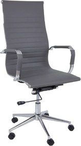 BF3300 Πολυθρόνα Γραφείου Διευθυντή, Μέταλλο Βάση Χρώμιο PU Γκρι   1τμχ