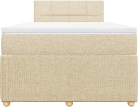 vidaXL Κρεβάτι Boxspring με Στρώμα Κρεμ 120x200 εκ. Υφασμάτινο