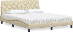 vidaXL Κρεβάτι με Στρώμα Κρεμ 160x200 εκ. Υφασμάτινο
