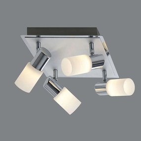 Φωτιστικό Οροφής-Σποτ Led Clapton 4x430Lm 31x18x22cm Chrome-White Brushed 821430405 Trio Lighting Metal, Glass