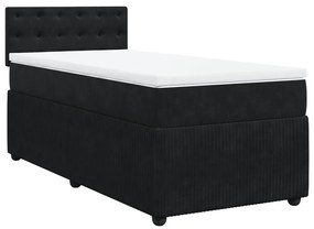 vidaXL Κρεβάτι Boxspring με Στρώμα Μαύρο 80 x 200 εκ. Βελούδινο