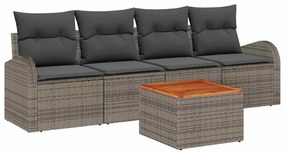 vidaXL Σετ Καναπέ Κήπου 5 pcs Γκρι Πολυ ράταν