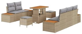 vidaXL Σετ Καναπέ Κήπου 8 pcs Μπεζ συνθετικό ρατάν
