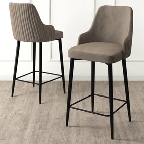 Σκαμπό Μπαρ 2τμχ Καπουτσίνο / Μαύρο LEMALA 45x43x105