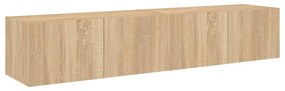 vidaXL Έπιπλα Τοίχου Τηλ. με LED 2 Τεμ. Sonoma Δρυς 80x35x31 εκ.
