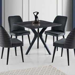 Τραπέζι Kare Ares 974NMB1525 87x87x75cm Black Πλαστικό,Mdf
