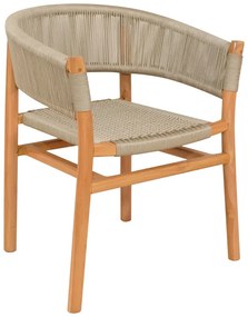 Intrahome Πολυθρόνα Kajone Intrahome σκελετός teak ξύλο σε φυσική απόχρωση και κρεμ pe σχοινί 62x55x75εκ | SKU: INTRAPA-444111112