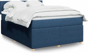 vidaXL Κρεβάτι Boxspring με Στρώμα Μπλε 160x200 εκ. Υφασμάτινο